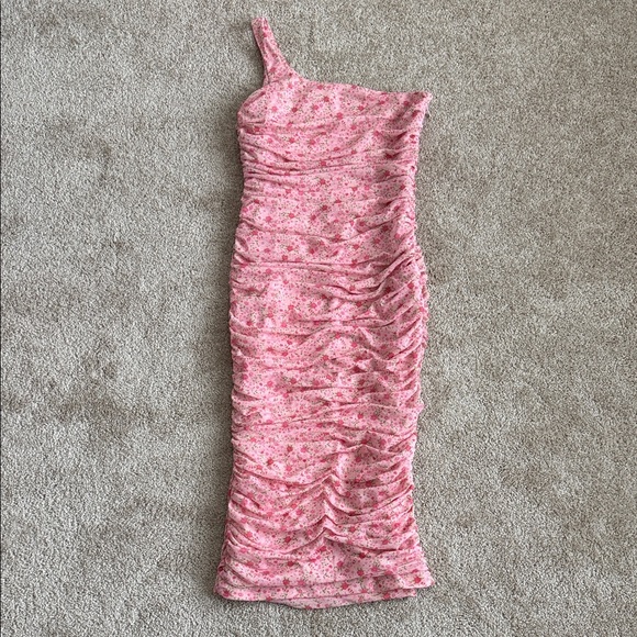 Likely Tash Midi Floral One Shoulder Bodycon Pink Dress - Picture 2 of 10